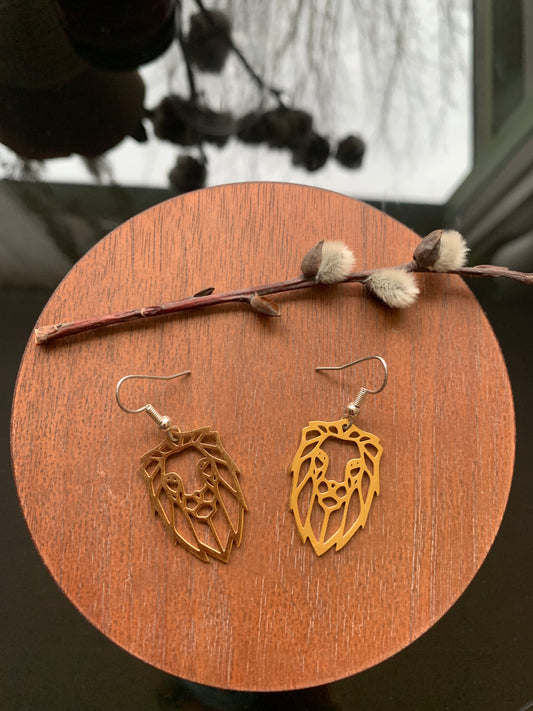 Gold or silver colored lion earrings